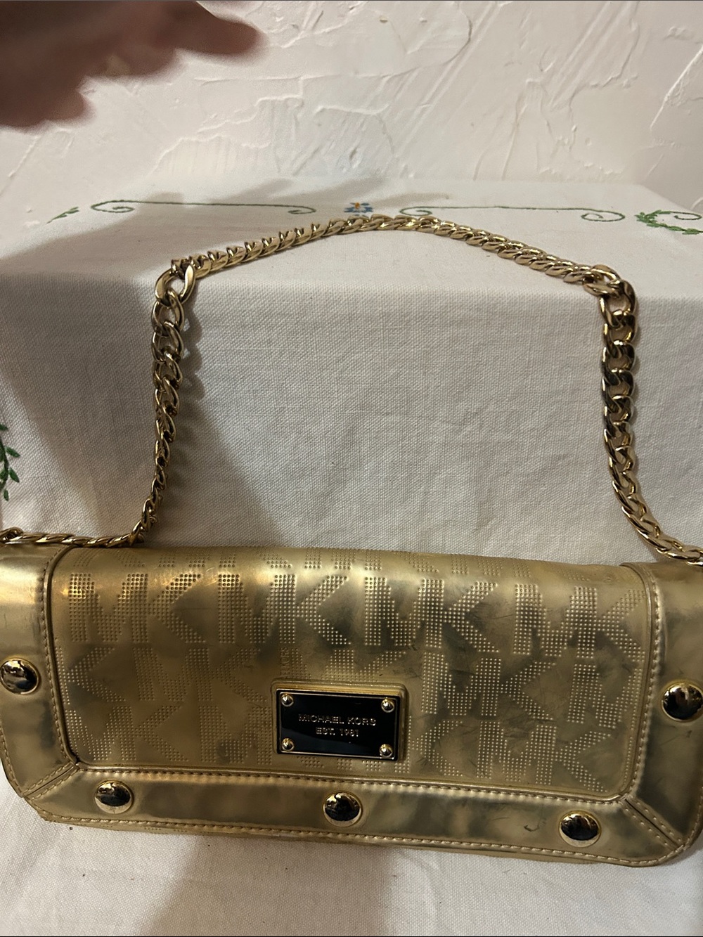 Michael Kors Metallic Gold Shoulder Bag with Chain Strap